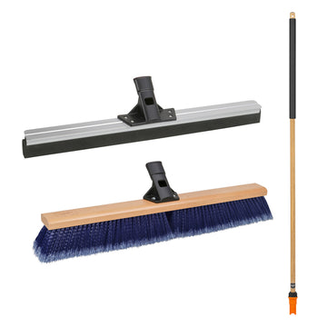 Multi-Surface Push Broom Head and Squeegee Head Bundle with Handle