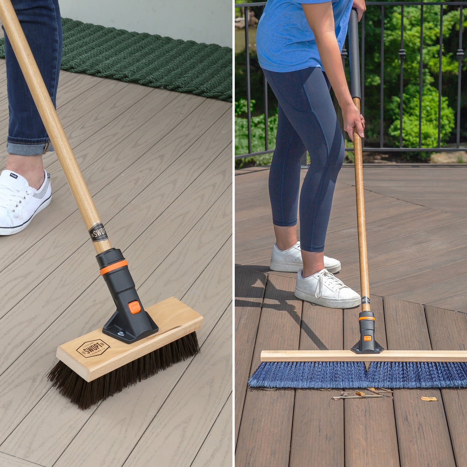 Deck Brush and Multi-Surface Push Broom Bundle