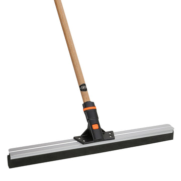 24 in. Floor Squeegee Cleaning Head with Premium 60 in. Wood Handle Combo