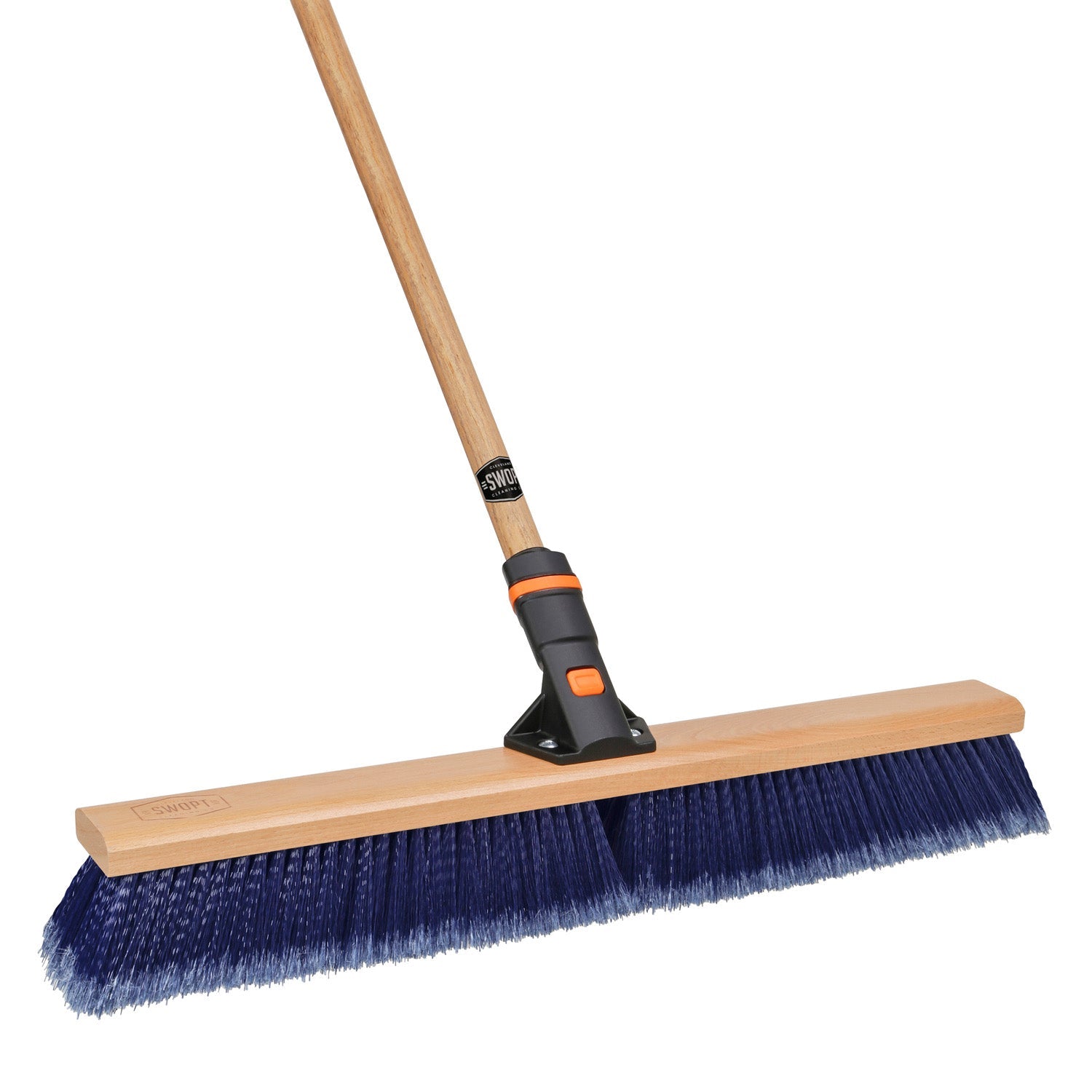 24 in. Premium Multi-Surface Push Broom Head with 60 in. Wood Handle Combo