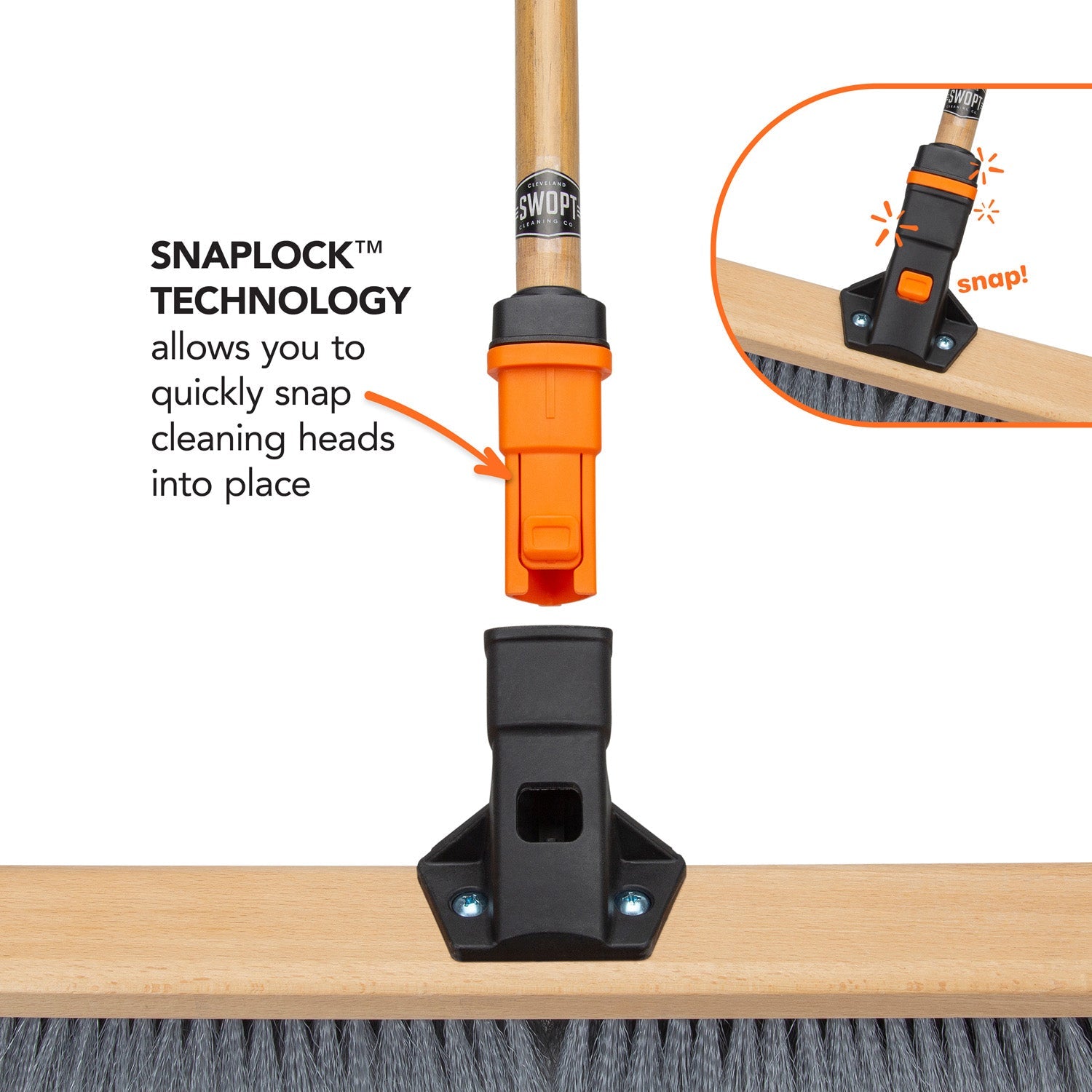 24 in. Smooth Surface Push Broom Head with 60 in. Wood Handle Combo