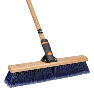 18 in. Premium Multi-Surface Push Broom Head with 60 in. Wood Handle Combo