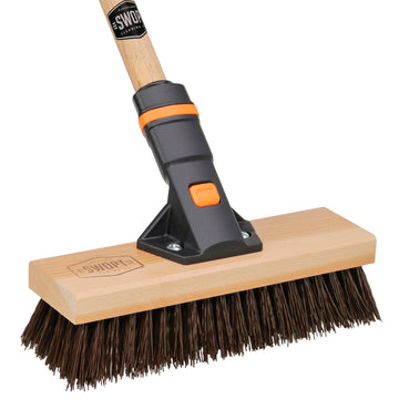 10 in. Rough Surface Deck Brush Head with 60 in. Wood Handle Combo